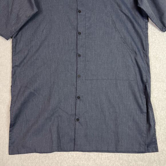 Eskandar Blue 100% Cotton Band Collar 3/4 Sleeve Button Up Tunic Size 1 - Picture 4 of 8